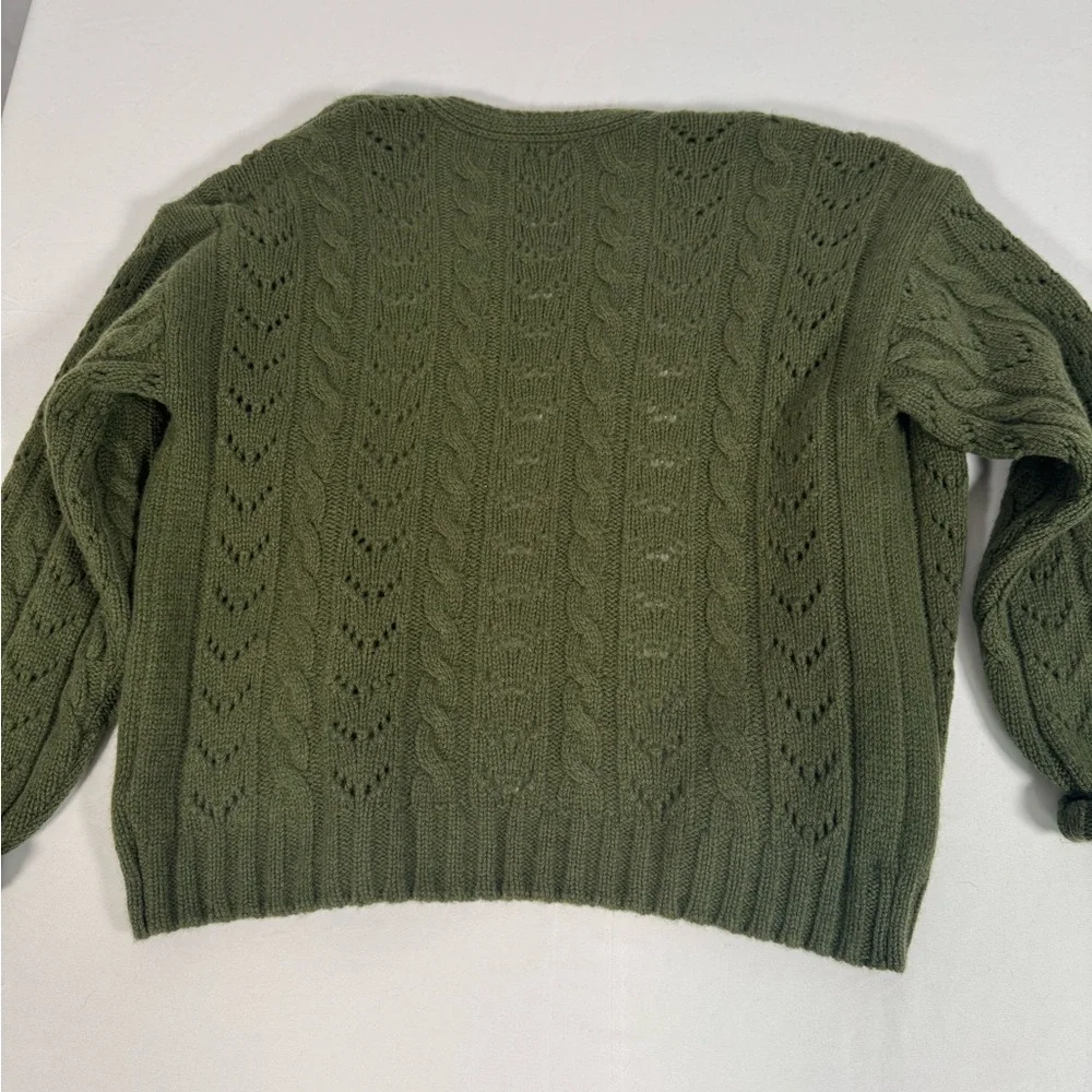 DOEN Green Cable Knit Cardigan. Cashmere & Wool - Picture 2 of 6